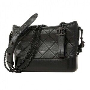 Chanel Matelassé Chain Shoulder Bag, Gabrielle de Calfskin, Black, Women's